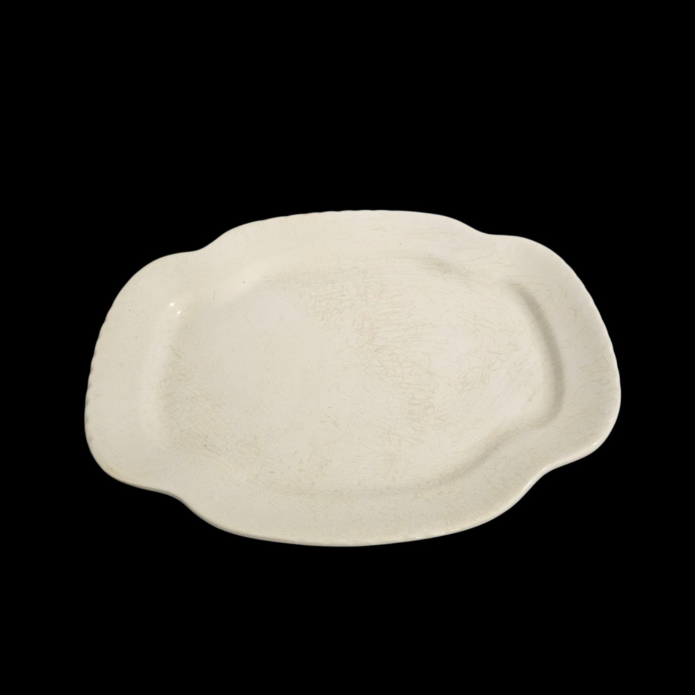 Vintage W.E.P. Co China White Ironstone Serving Platter Scalloped Edge